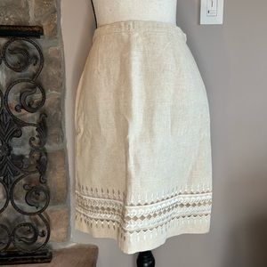 Talbots Embroidered Irish Linen Pencil Skirt